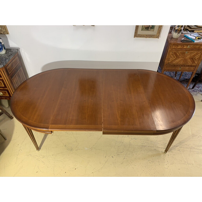 Vintage ronde uittrekbare tafel in kersenhout