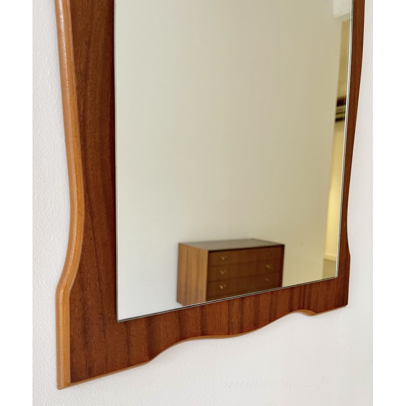 Vintage rectangular mirror in teak frame, 1970s