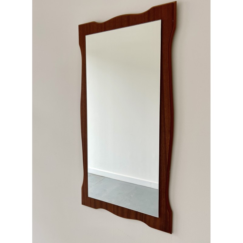 Vintage rectangular mirror in teak frame, 1970s