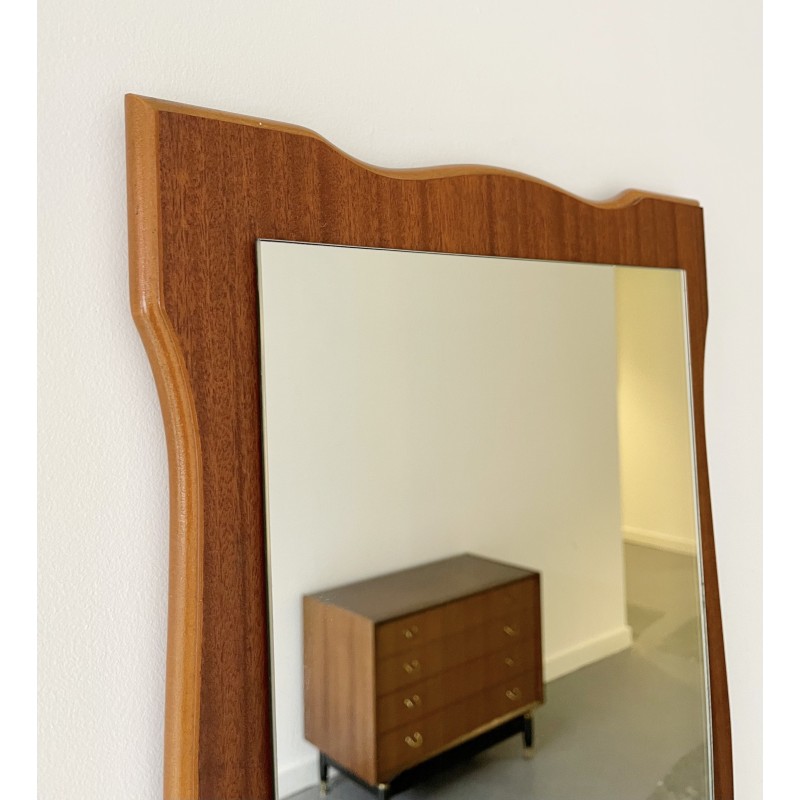 Vintage rechthoekige spiegel in teakhouten lijst, 1970