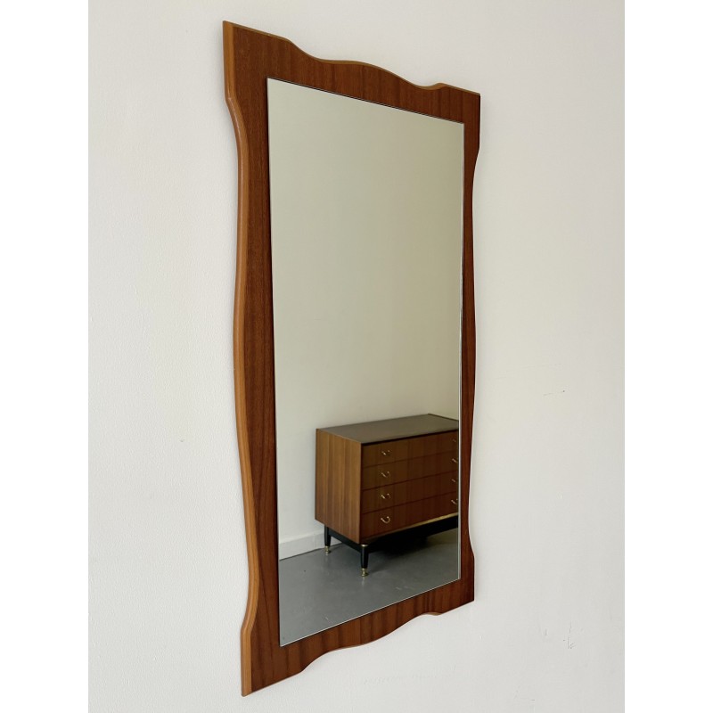 Vintage rectangular mirror in teak frame, 1970s