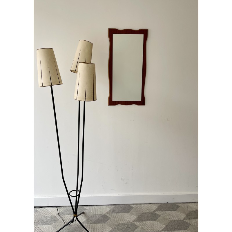 Miroir vintage rectangulaire avec cadre en teck, 1970