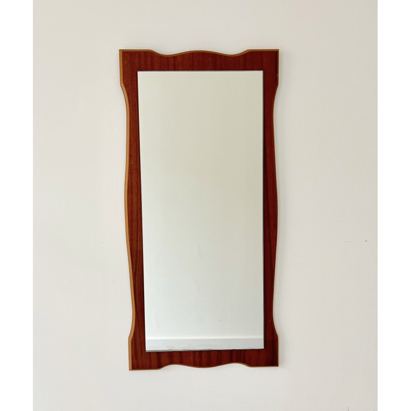 Vintage rectangular mirror in teak frame, 1970s