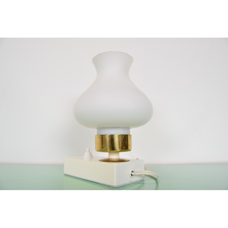 Vintage table lamp in plastic, glass and brass, Czechoslovakia 1960s