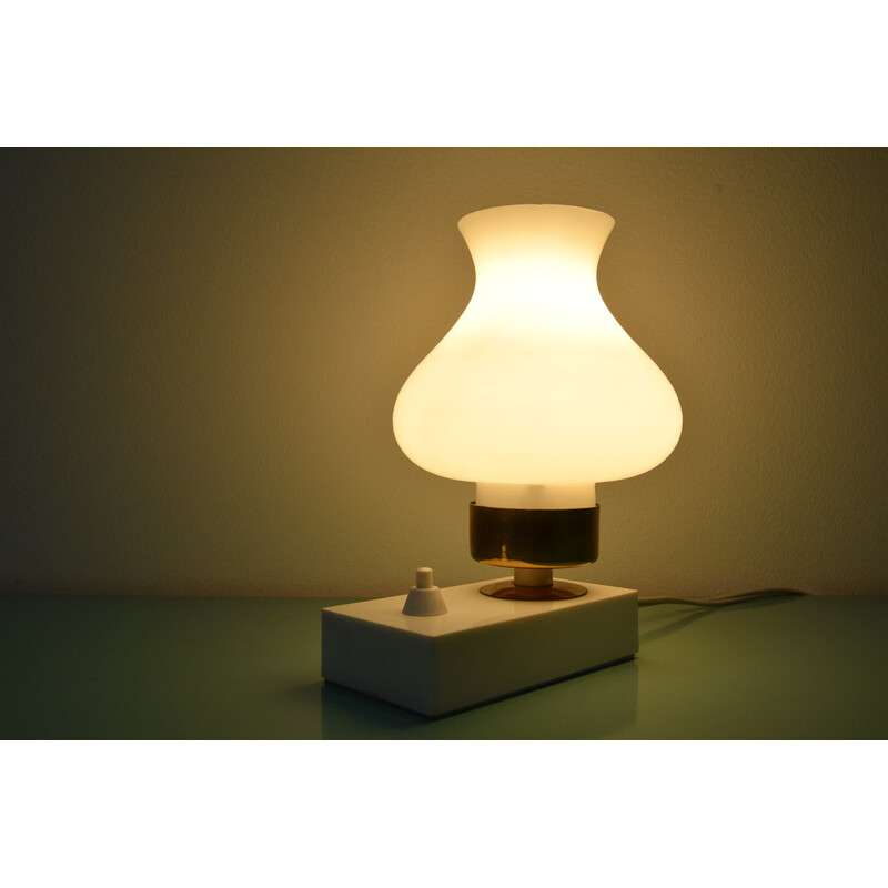 Vintage table lamp in plastic, glass and brass, Czechoslovakia 1960s