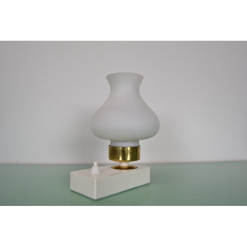 Vintage table lamp in plastic, glass and brass, Czechoslovakia 1960s