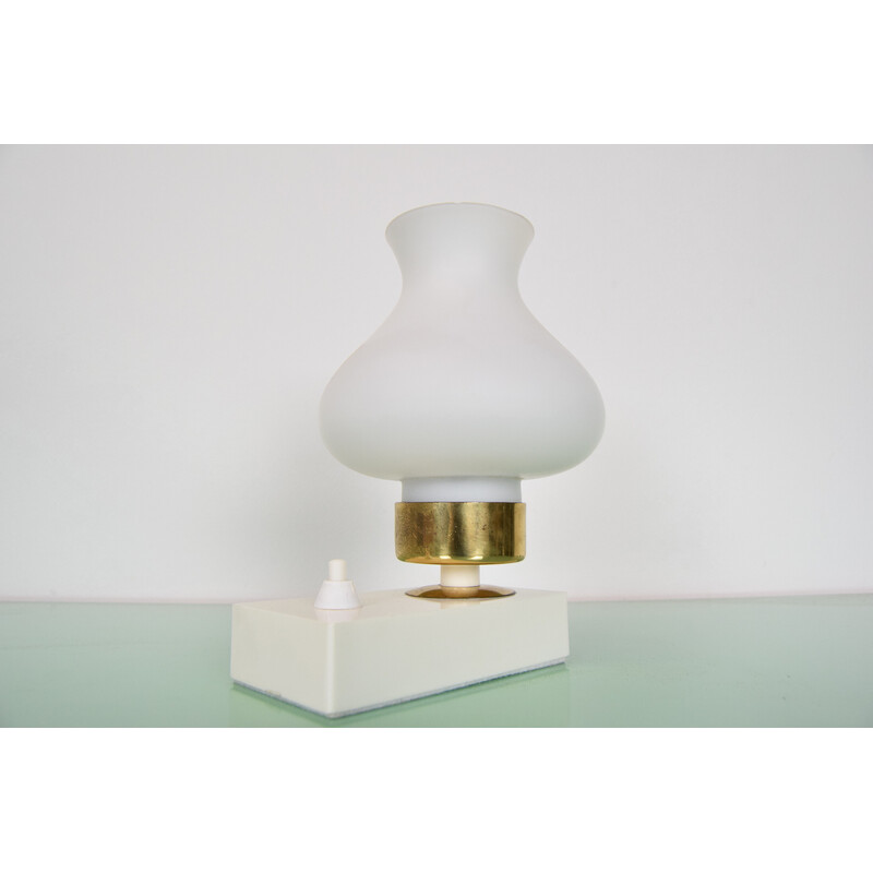 Vintage table lamp in plastic, glass and brass, Czechoslovakia 1960s