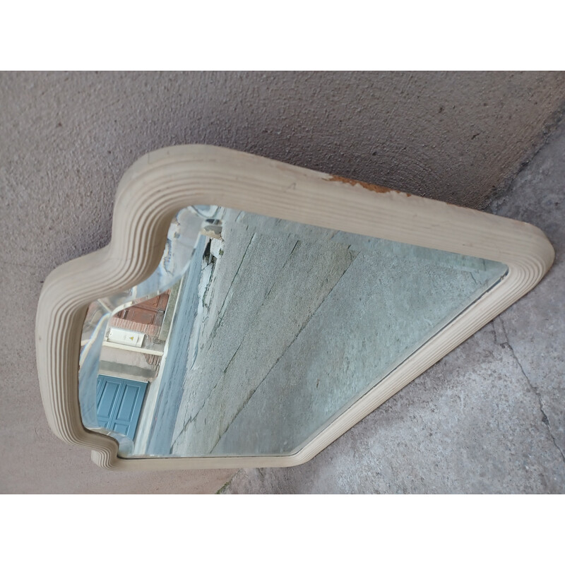 Vintage Art Deco bevelled wood mirror, 1930s