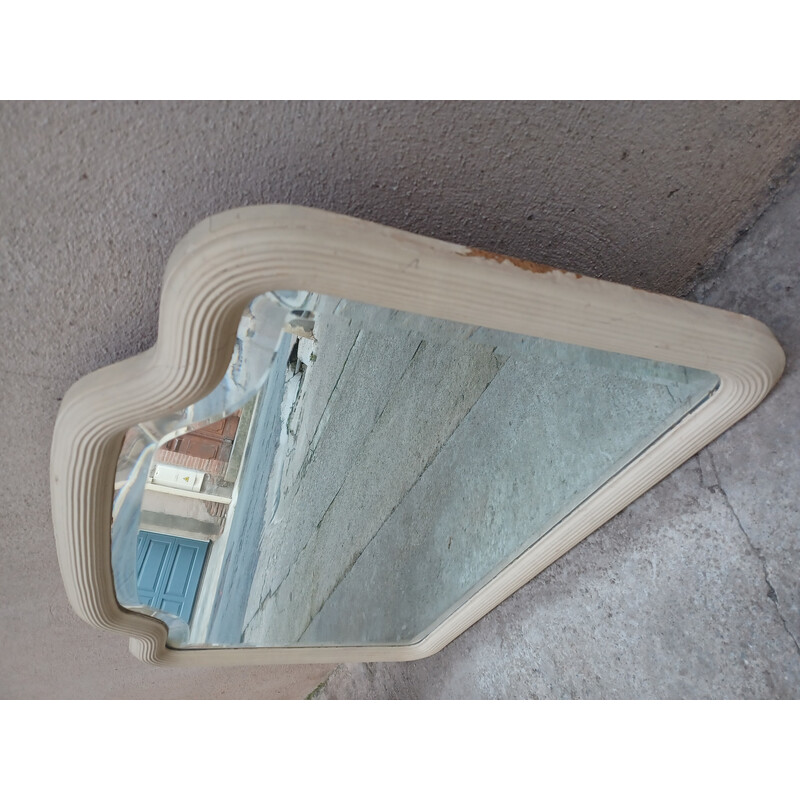 Vintage Art Deco afgeschuinde houten spiegel