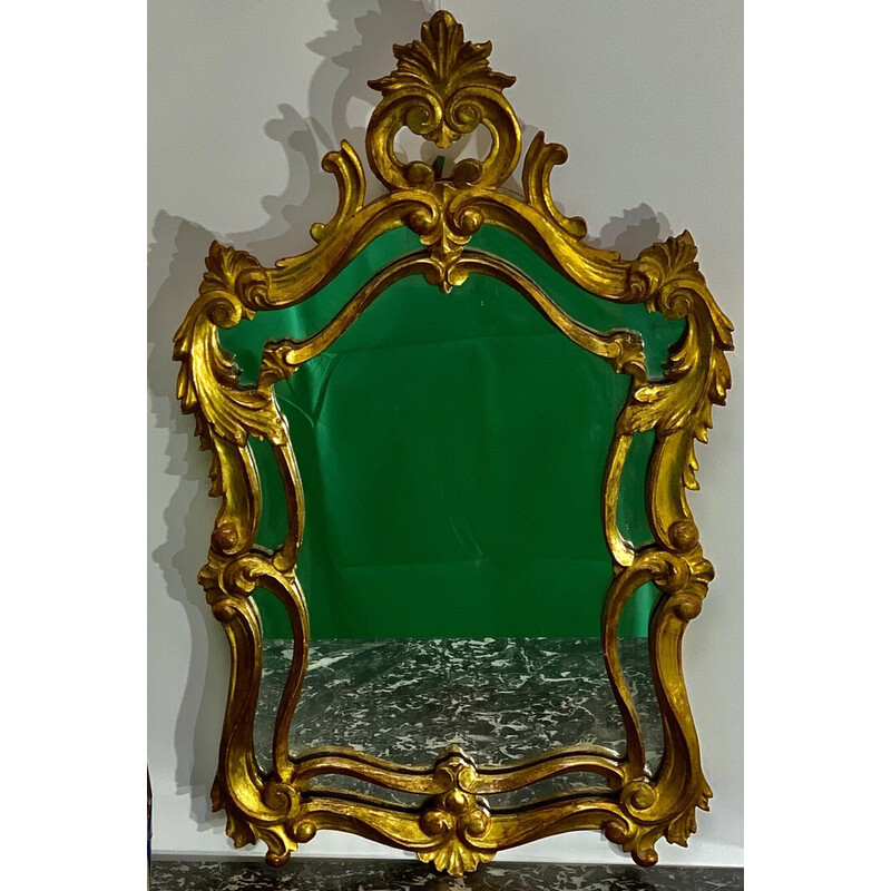 Espelho Vintage em madeira esculpida e dourada