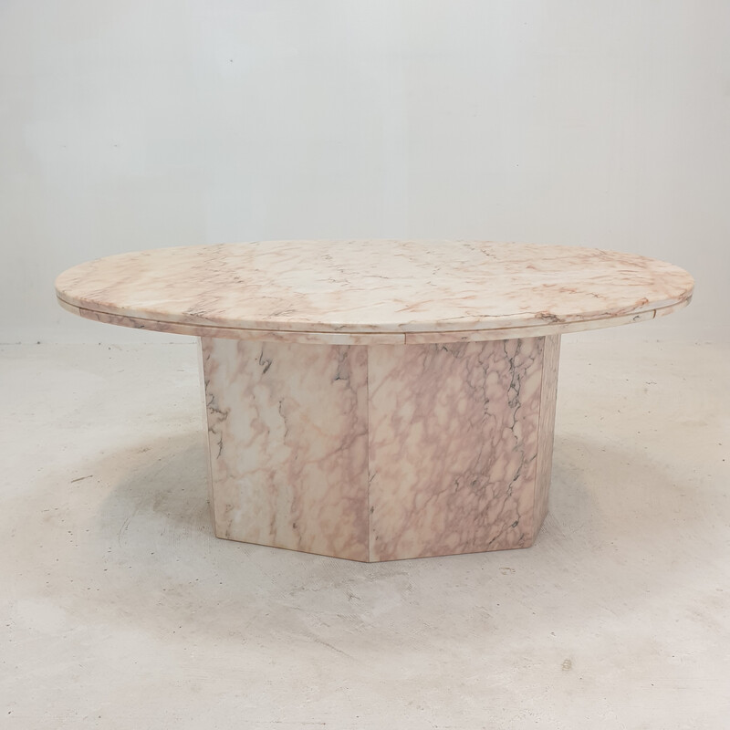 Italian vintage marble oval coffee table, 1970s