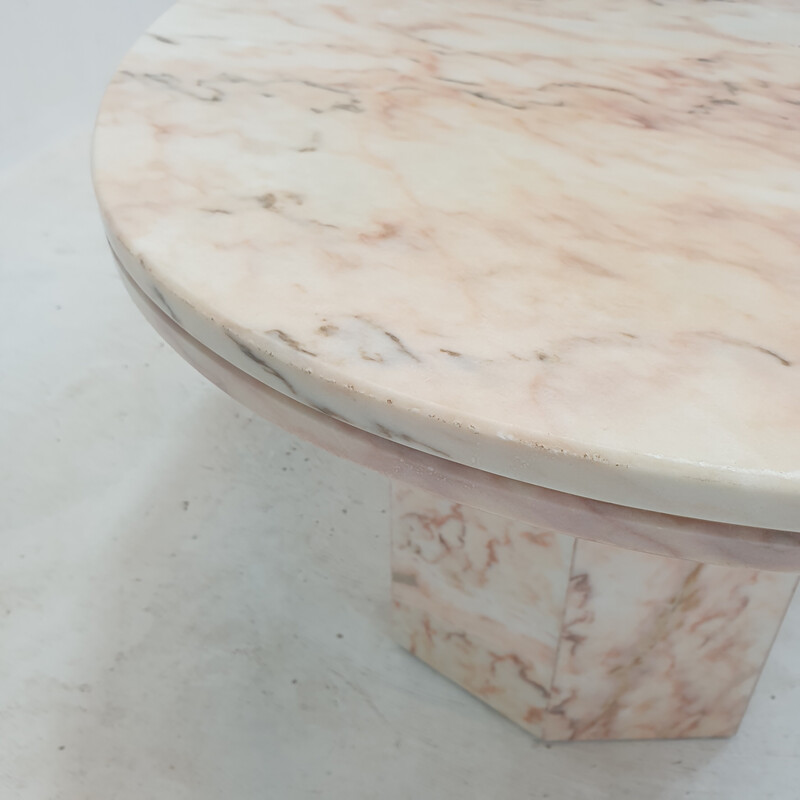 Italian vintage marble oval coffee table, 1970s