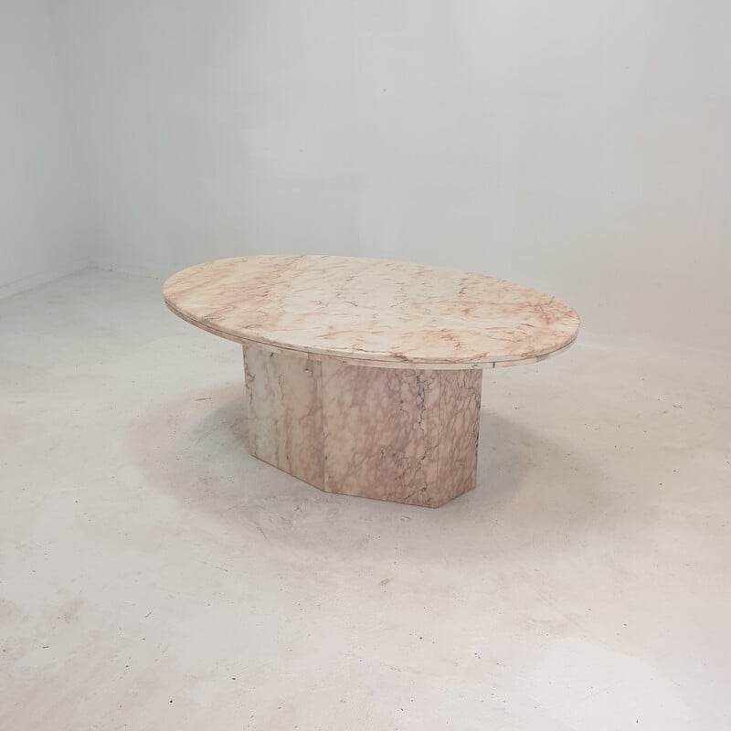 Italian vintage marble oval coffee table, 1970s