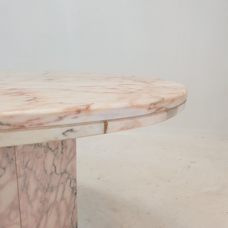 Table basse ovale vintage italien en marbre, 1970