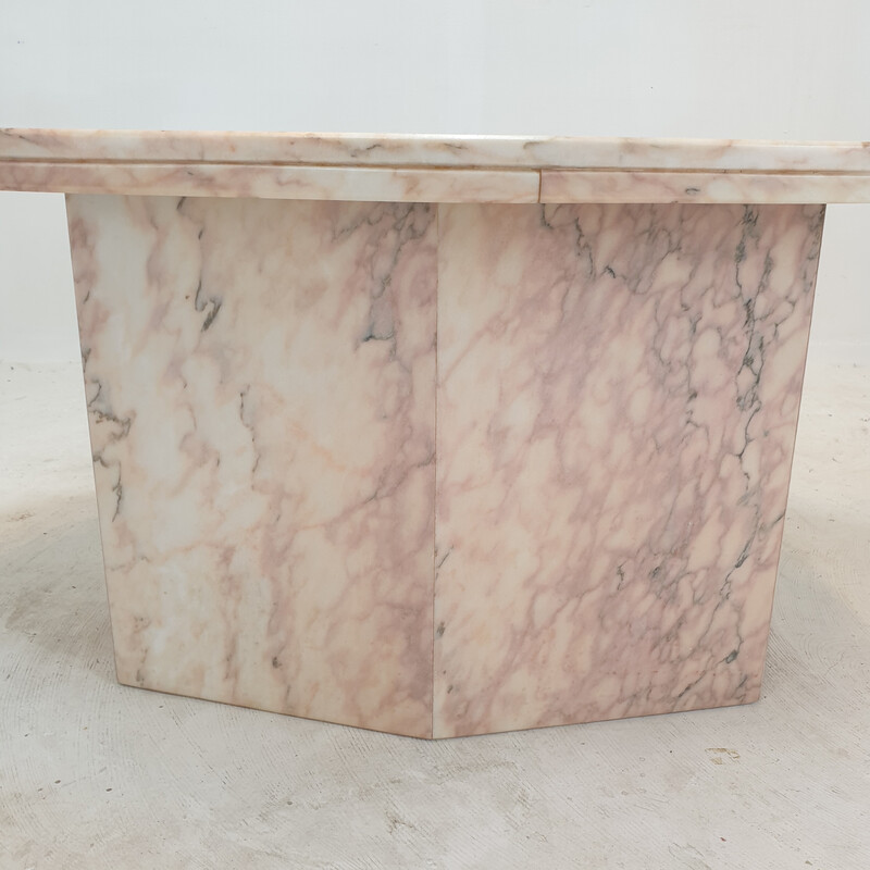 Italian vintage marble oval coffee table, 1970s