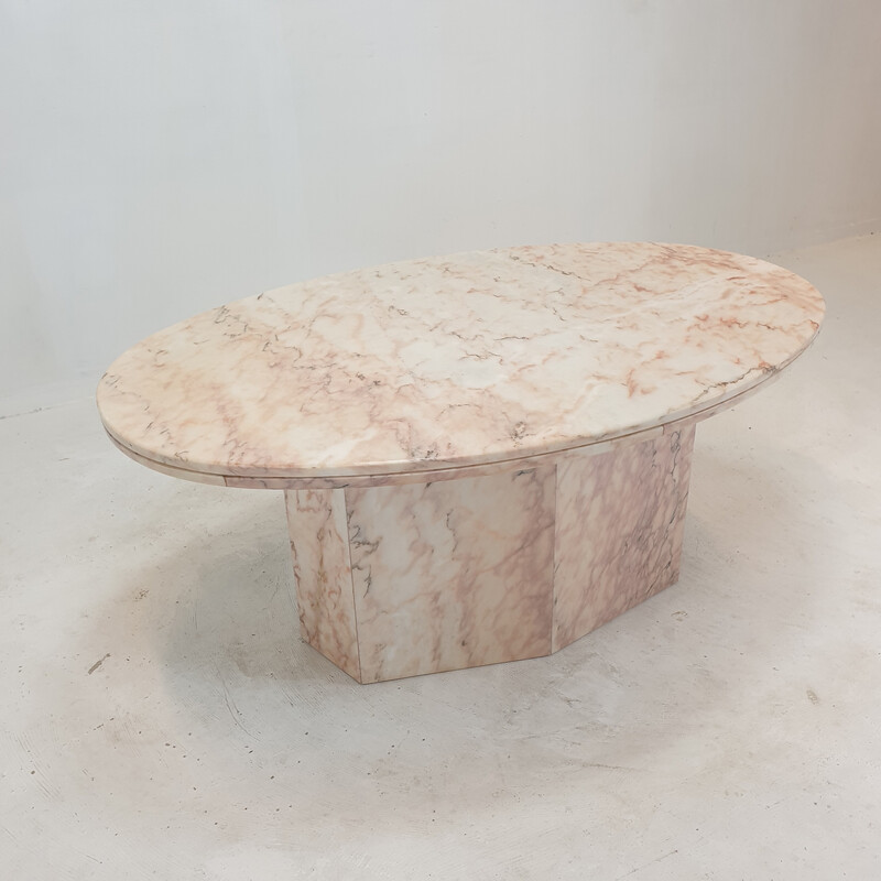 Italian vintage marble oval coffee table, 1970s