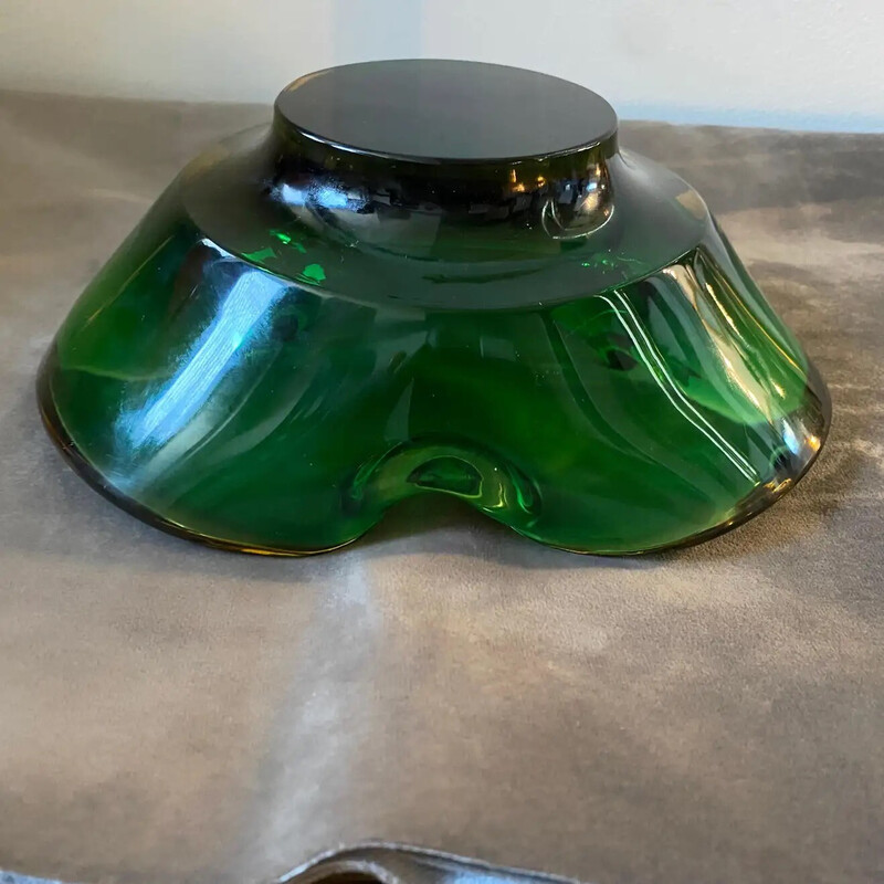 Mid-century green and brown Murano glass bowl by Seguso, 1970s