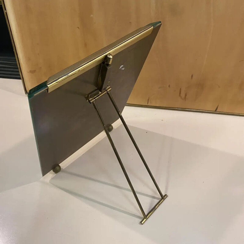 Mid-century brass and glass Italian picture frame by Tommaso Barbi, 1970s