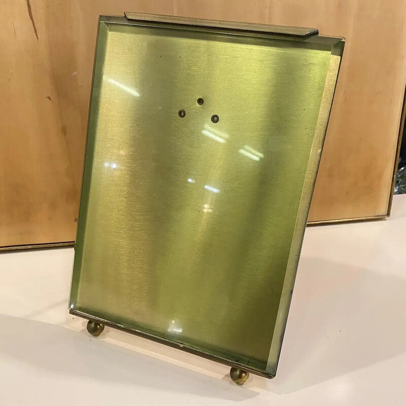 Mid-century brass and glass Italian picture frame by Tommaso Barbi, 1970s