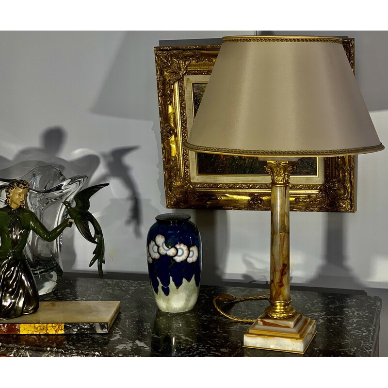 Vintage-Lampe aus hellem Onyx