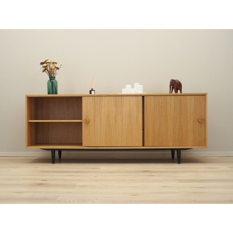 Vintage oakwood sideboard with sliding door, Denmark 1990s