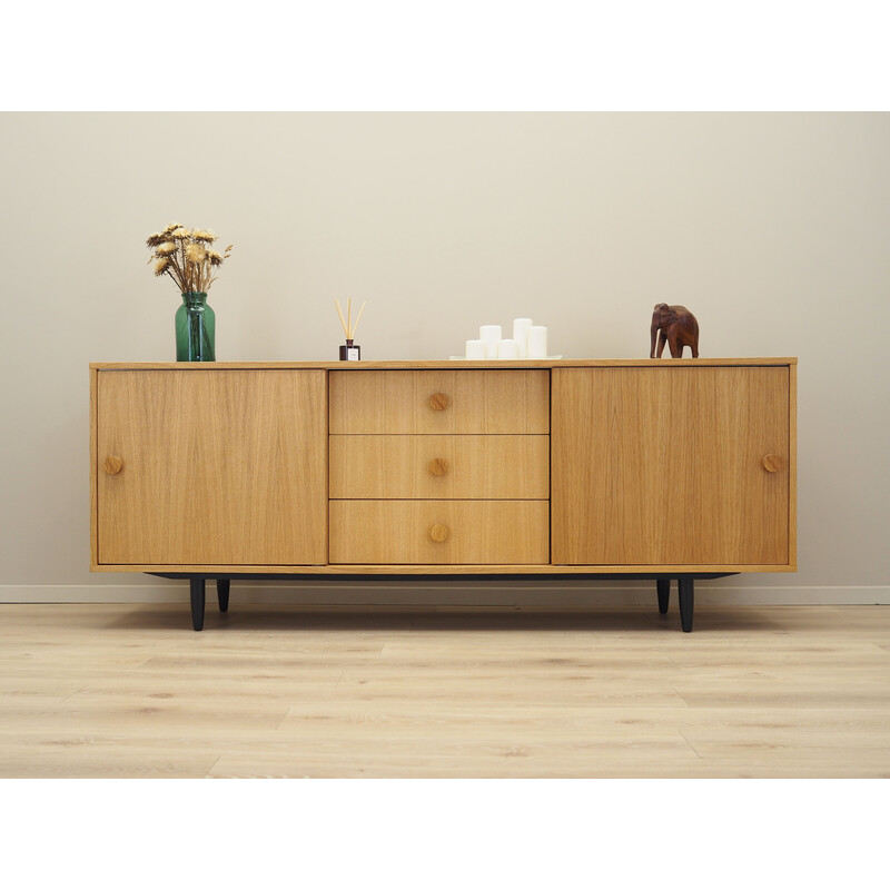 Vintage oakwood sideboard with sliding door, Denmark 1990s