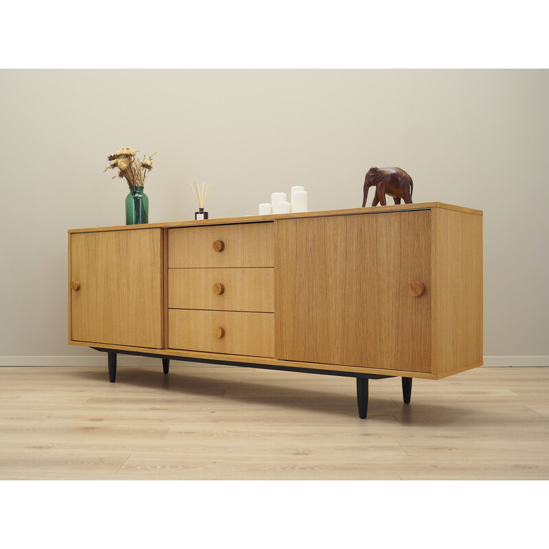 Vintage eikenhouten dressoir met schuifdeur, Denemarken 1990