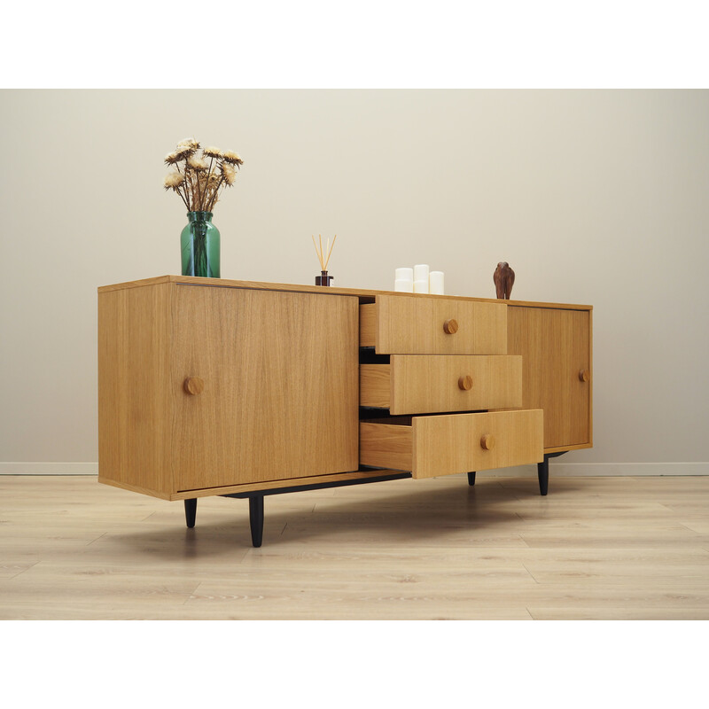 Vintage eikenhouten dressoir met schuifdeur, Denemarken 1990