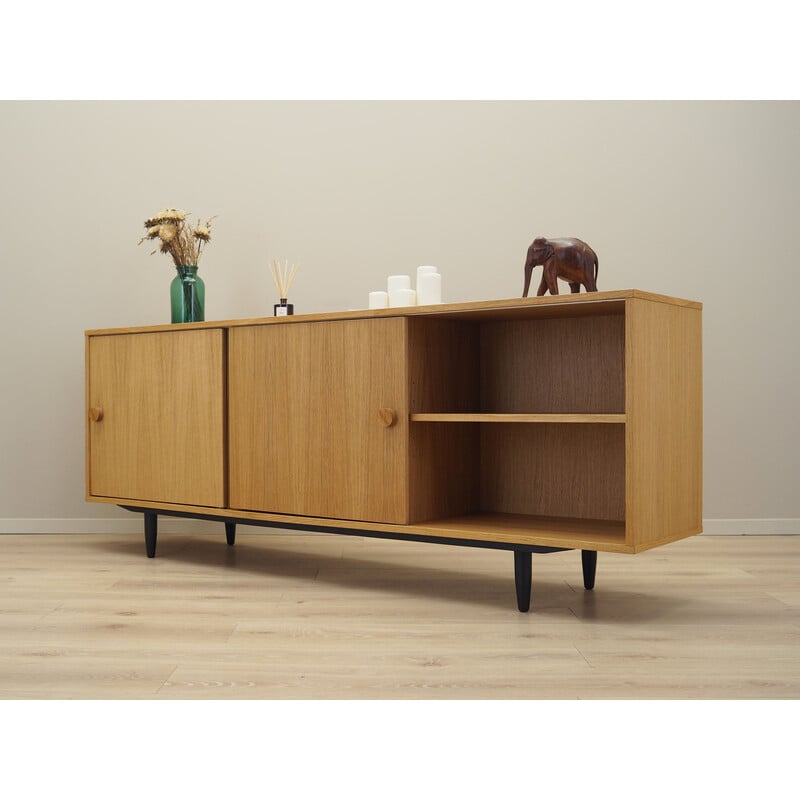 Vintage eikenhouten dressoir met schuifdeur, Denemarken 1990