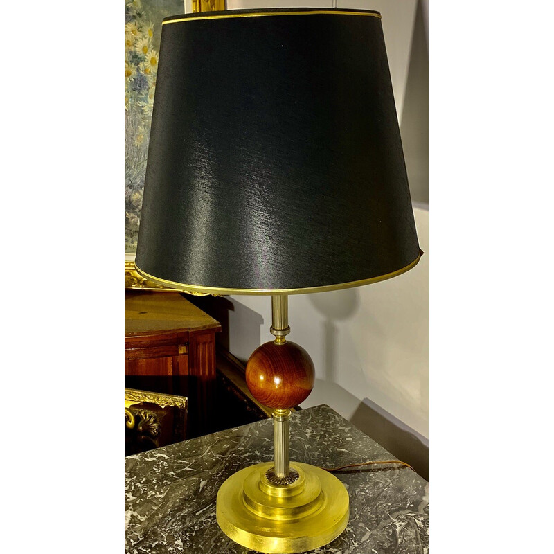 Vintage lamp in brass and wood