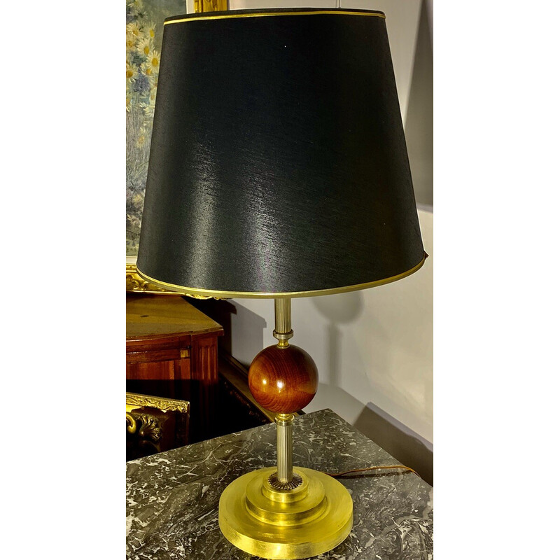 Vintage lamp van messing en hout