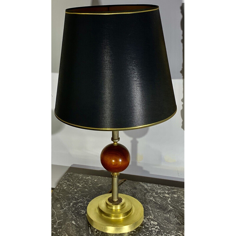 Vintage lamp in brass and wood