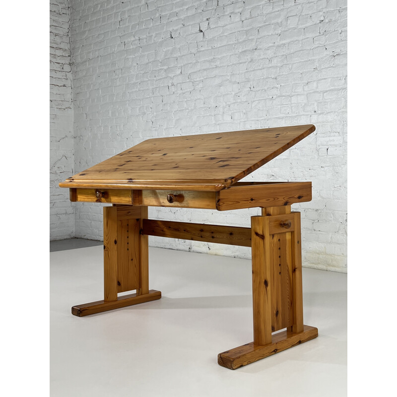 Modulair en kantelbaar vintage houten bureau