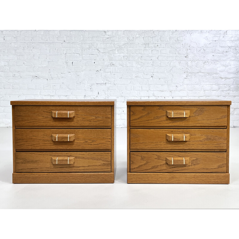 Pair of vintage oakwood night stands, 1970-1980