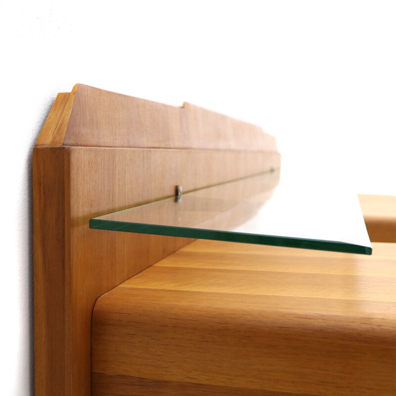 Vintage wood and glass dressing table, 1950s