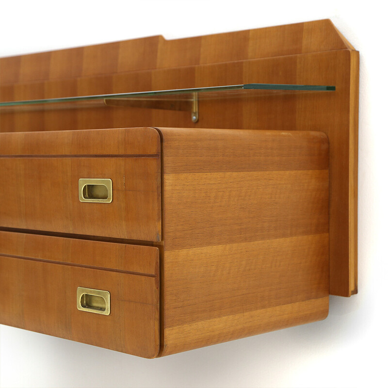 Vintage wood and glass dressing table, 1950s