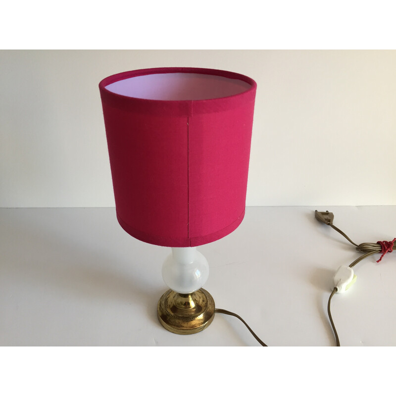 Vintage lamp van glas, metaal en stof, jaren 1960