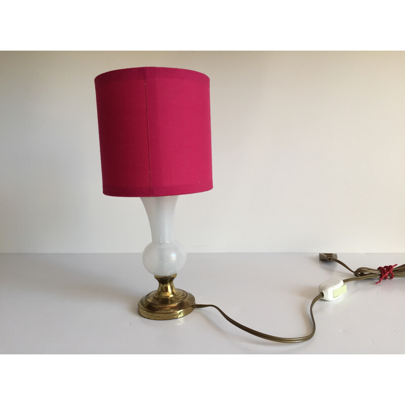 Vintage glass, metal and fabric lamp, 1960s