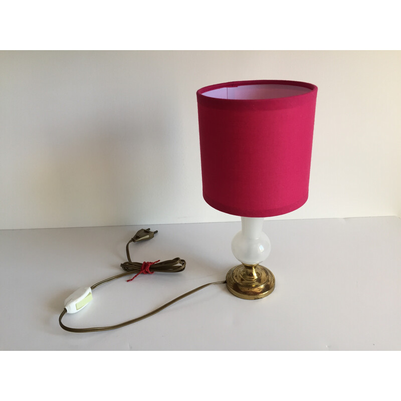 Vintage lamp van glas, metaal en stof, jaren 1960