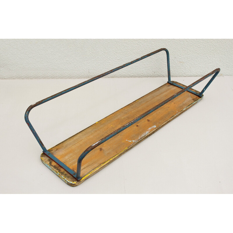 Vintage wood and steel bench, Germany 1960s
