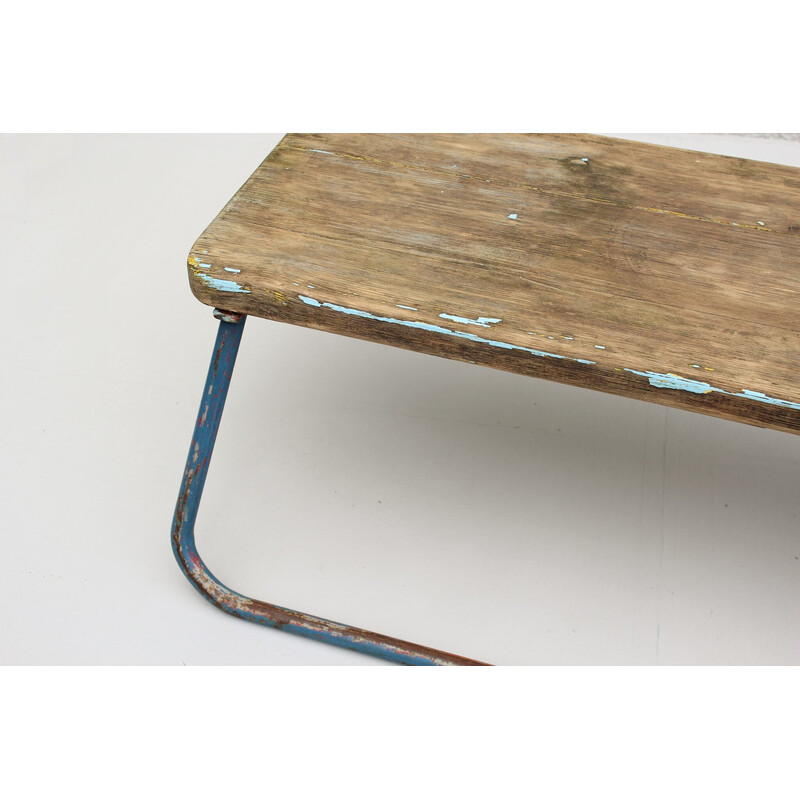 Vintage wood and steel bench, Germany 1960s