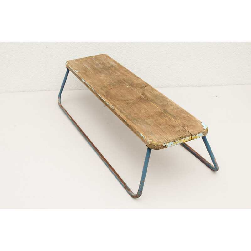 Vintage wood and steel bench, Germany 1960s