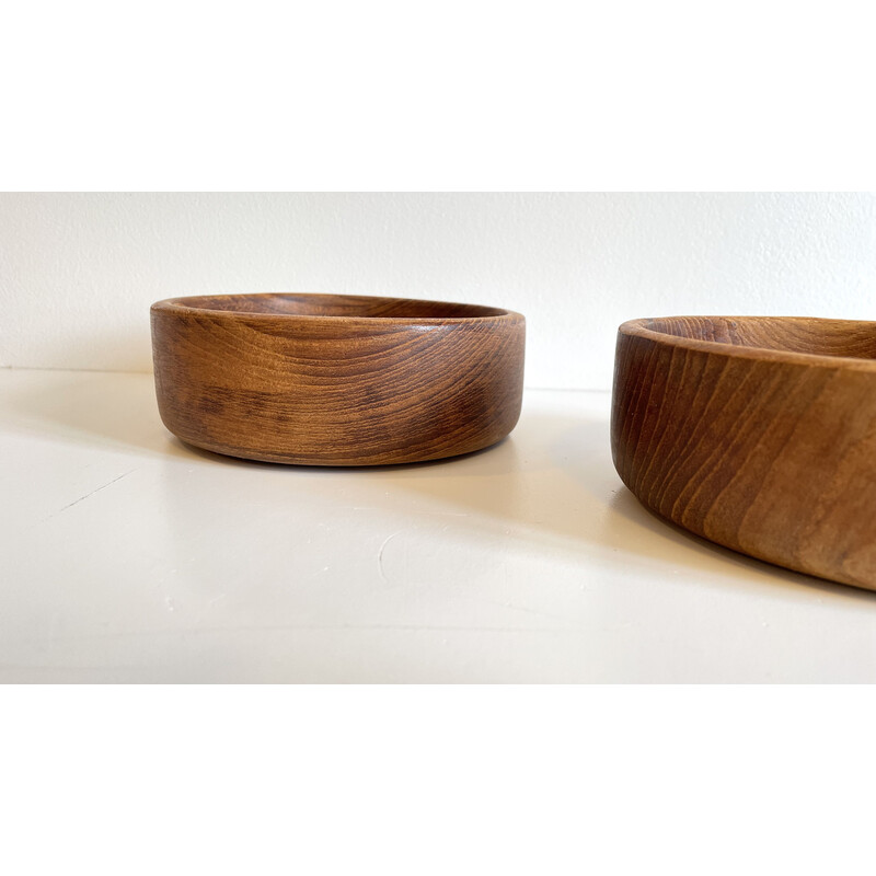 Set di 3 ciotole e 12 posate vintage scandinave in legno e teak