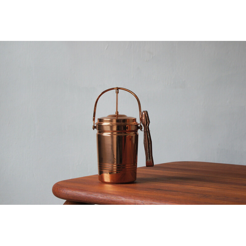 Vintage ice bucket with tongs copper, 1960s