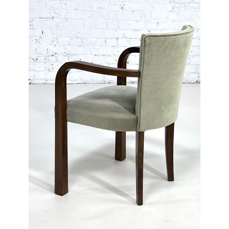 Paire de fauteuils vintage Art Deco en bois et velours de mohair, 1930-1940