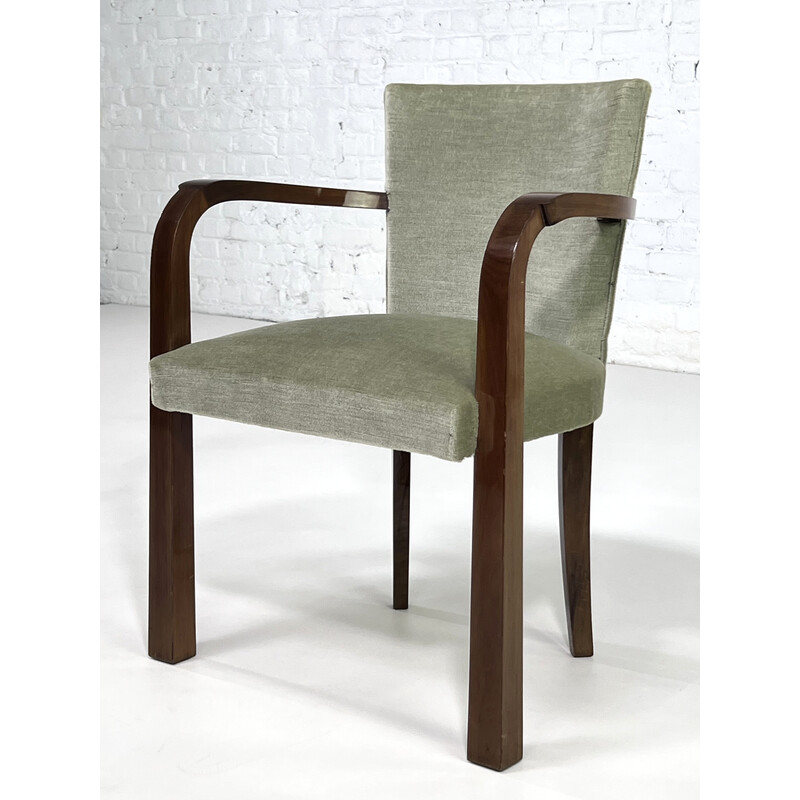 Paire de fauteuils vintage Art Deco en bois et velours de mohair, 1930-1940