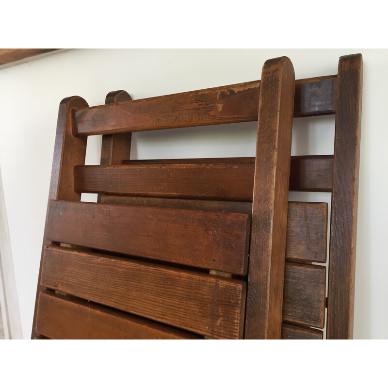 Pair of vintage folding chairs in solid wood