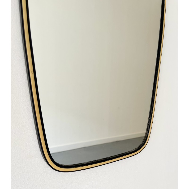 Vintage-Spiegel mit dünnem schwarzen Rahmen, 1950er Jahre