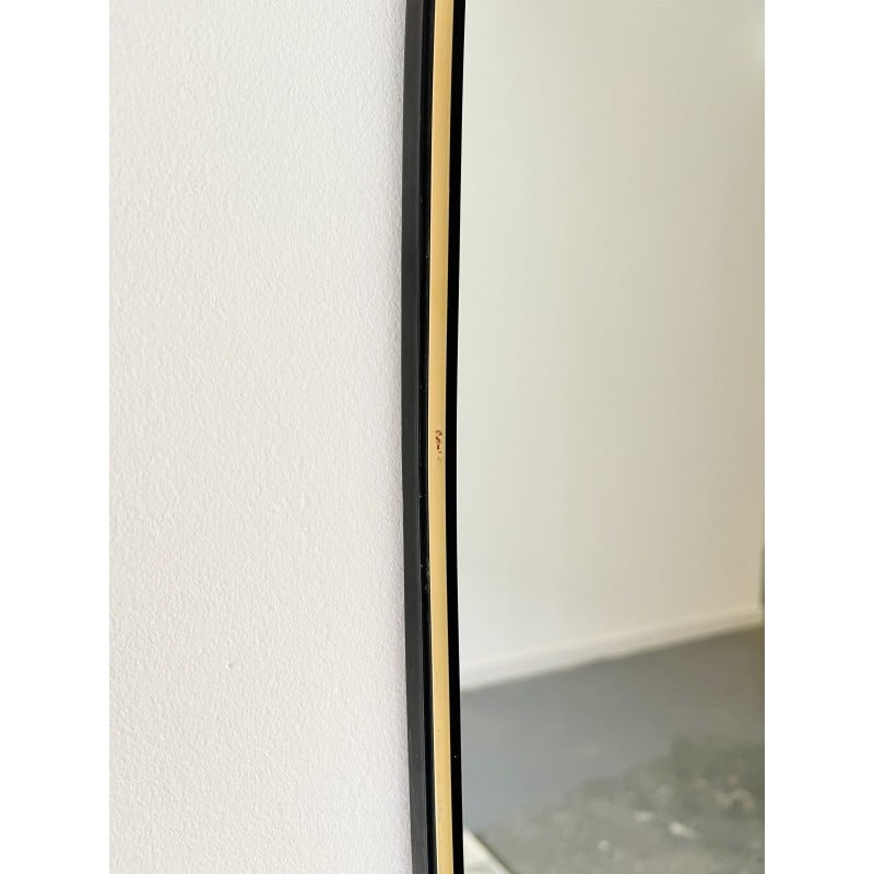 Vintage-Spiegel mit dünnem schwarzen Rahmen, 1950er Jahre
