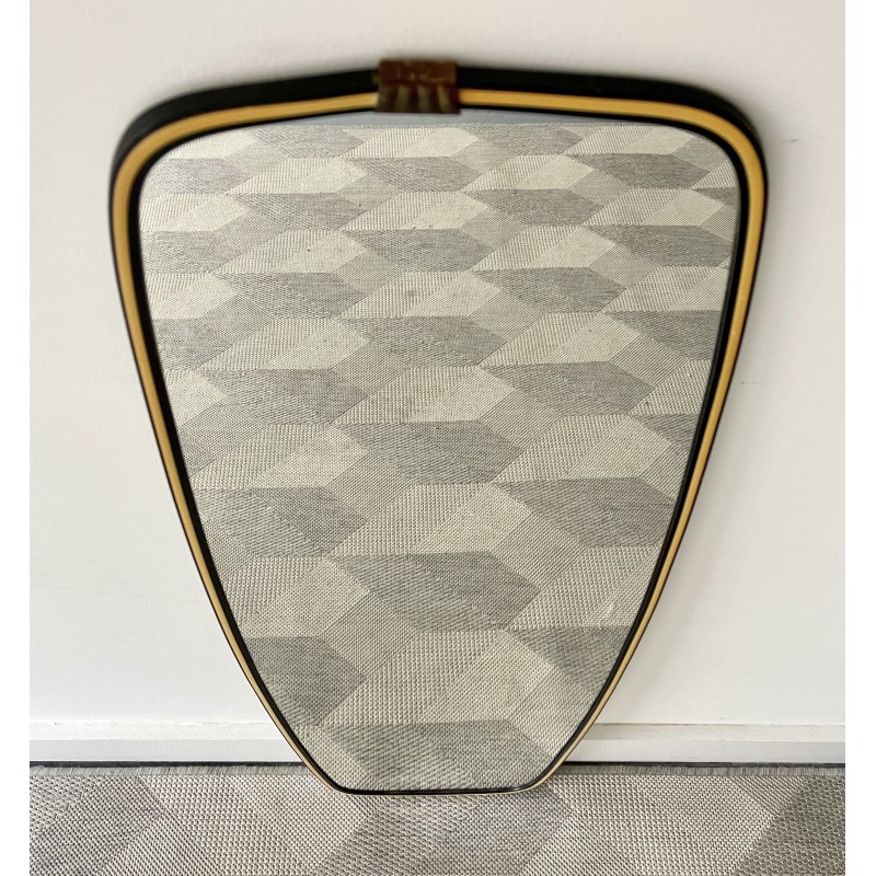 Vintage mirror with thin black frame, 1950s